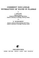 Copertina  Coherent non-linear interaction of waves in plasmas