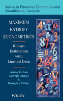 Copertina  Maximum entropy econometrics: robust estimation with limited data