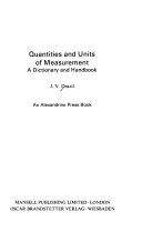 Copertina  Quantities and units of measurement : A dictionary and handbook