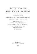 Copertina  Rotation in the solar system : proceedings of a Royal Society discussion meeting held on 8 and 9 March 1984
