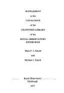 Copertina  Supplement to the catalogue of the Crawford Library of the Royal Observatory Edinburgh