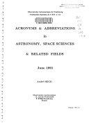 Copertina  Acronyms & abbreviations in astronomy, space sciences & related fields