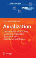 Copertina  Auralization : Fundamentals of Acoustics, Modelling, Simulation, Algorithms and Acoustic Virtual Reality