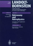 Copertina  Astronomy and Astrophysics : extension and supplement to volume 2 : instruments, methods, solar systems