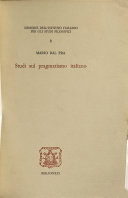 Copertina  Studi sul pragmatismo italiano