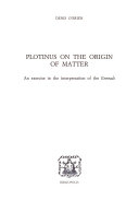 Copertina  Plotinus on the origin of matter : an exercise in the interpretation of the Enneads