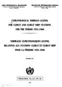 Copertina  CLIMATOLOGICAL normals (CLINO) for climat and climat ship stations for the period 1931-1960