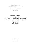 Copertina  Proceedings of the Nordic Astronomy Meeting, September 3-5, 1984. Report 6 /84