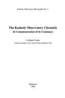 Copertina  The Konkoly Observatory chronicle : in commemoration of its centenary