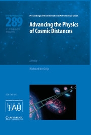 Copertina  Advancing the physics of cosmic distances : proceedings of the 289. symposium of the International Astronomical Union held in Beijing, China, August 27-31, 2012