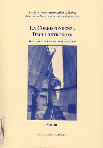 Copertina  Vol. 3: G. Armellini, fondo museo, scritti scientifici, registri delle osservazioni