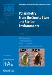 Copertina  Polarimetry: from the sun to stars and stellar environments : proceedings of the 305. symposium of the International Astronomical Union held in Punta Leona, Costa Rica, November 30 - December 5, 2014