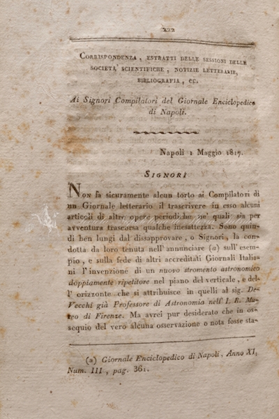 Copertina  Ai signori compilatori del Giornale enciclopedico di Napoli