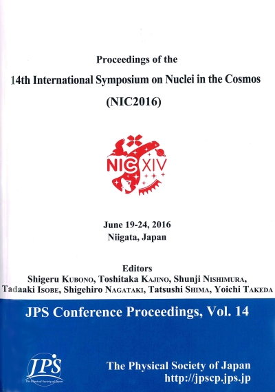 Copertina  Proceedings of the 14. International Symposium on Nuclei in the Cosmos (NIC2016) : June 19-24, 2016, Niigata, Japan