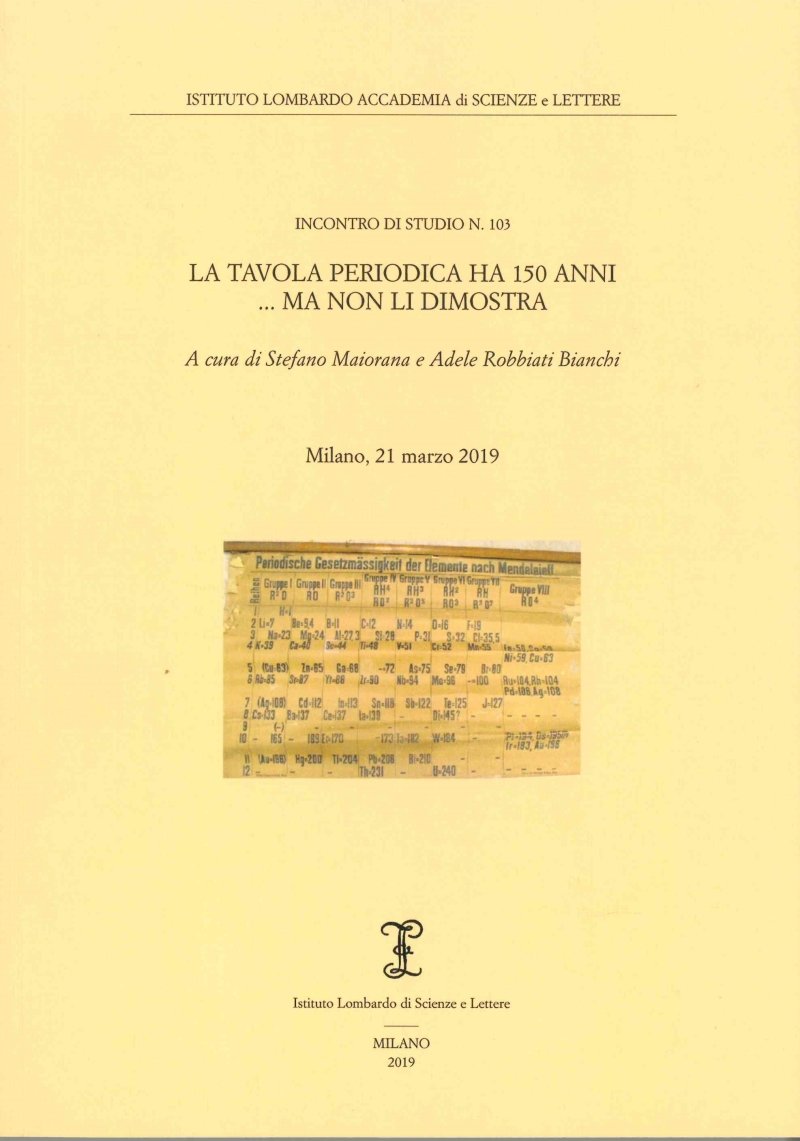 Copertina  La tavola periodica ha 150 anni... ma non li dimostra : Milano, 21 marzo 2019