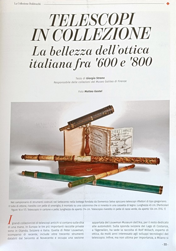 Copertina  Telescopi in collezione : la bellezza dell'ottica italiana fra '600 e '800