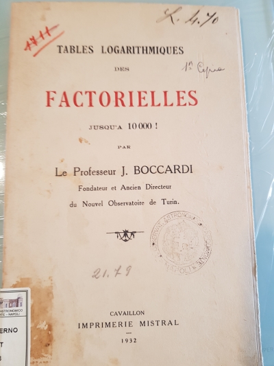 Copertina  Tables logarithmiques des factorielles jusqu'a 10000!
